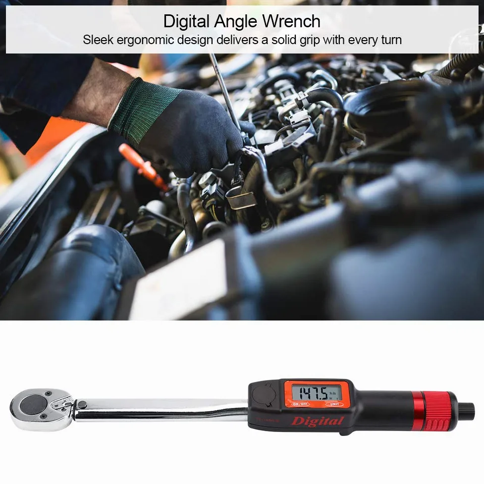 Rengue 1 Cyfrowy Klucz Dynamometryczny z Napędem 2 Cali, Klucz Zatrzaskowy z Podświetleniem LED, od 30 do 150 Ft Lb z konwersją Nm na Lb, Ergonomiczny Uchwyt do Napraw Samochodów i Użytku Domowego