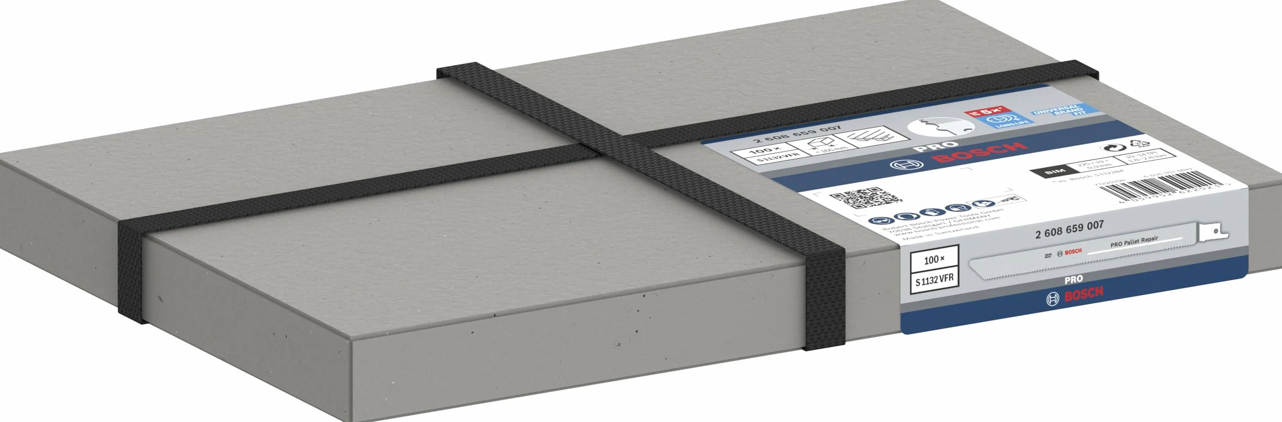 Bosch 100x Brzeszczot do piły szablastej PRO Pallet S1132VFR Repair (do Stal, Drewno z gwoździami, Długość 225 mm, Professional Akcesoria Piła szablasta)