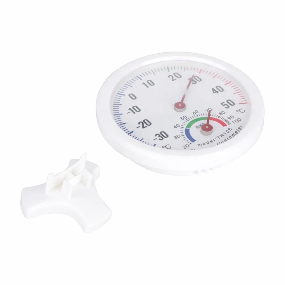 Gloglow Th-108 Miernik Temperatury I Wilgotności Mini Przenośny Zegar W Kształcie 2 W 1 Wewnętrzny Zewnętrzny Analogowy Higrometr Termometr Igły Okrągłe Wskaźniki Zegarowe Biały -30~50 ° Ch