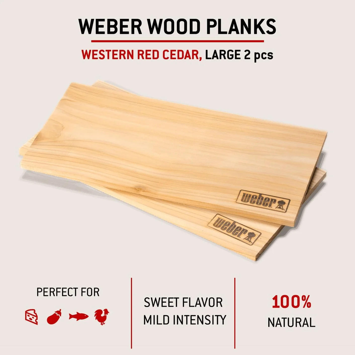 Weber Deski do Wędzenia z Drewna Cedrowego 40 x 15cm 2 sztuki