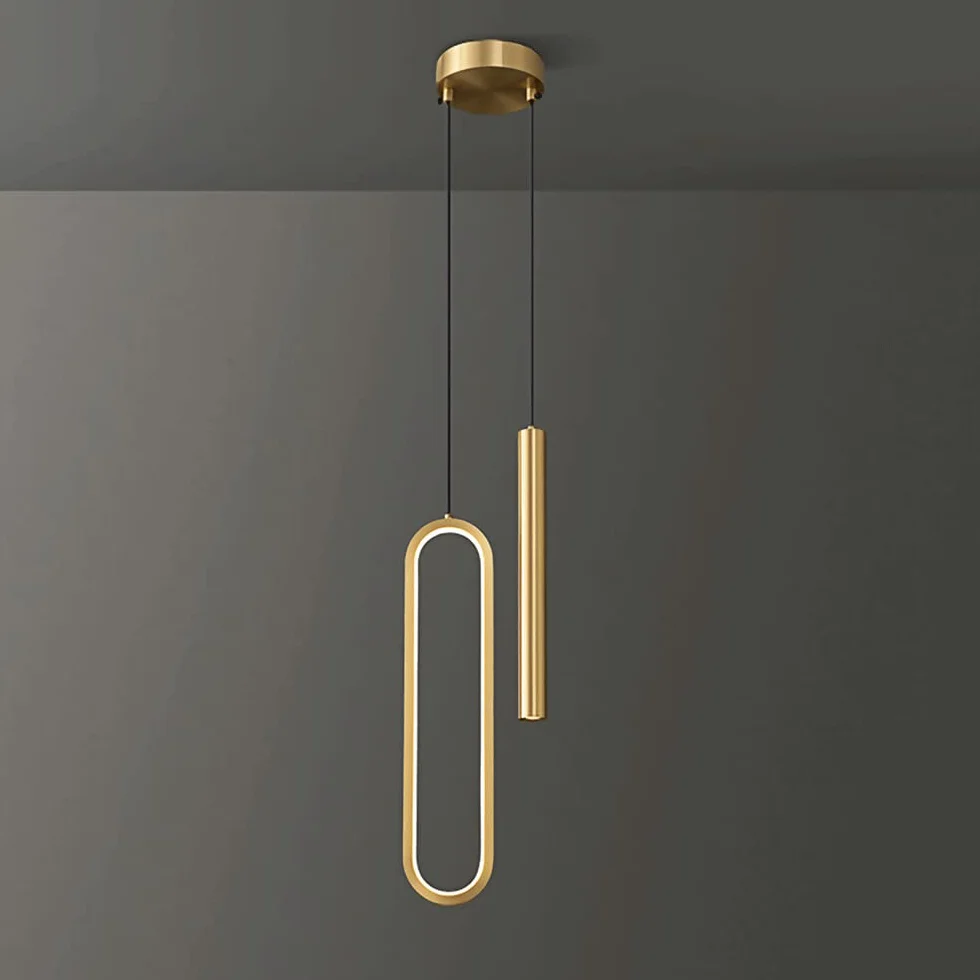 2 głowice mosiężna lampa wisząca z reflektorem sufitowym, lampy wiszące ze złotym wykończeniem, nowoczesne lampy LED 12W 3 tryby kolorów do zawieszenia w sypialni zagłówkiem, salonem, wyspą kuchenną