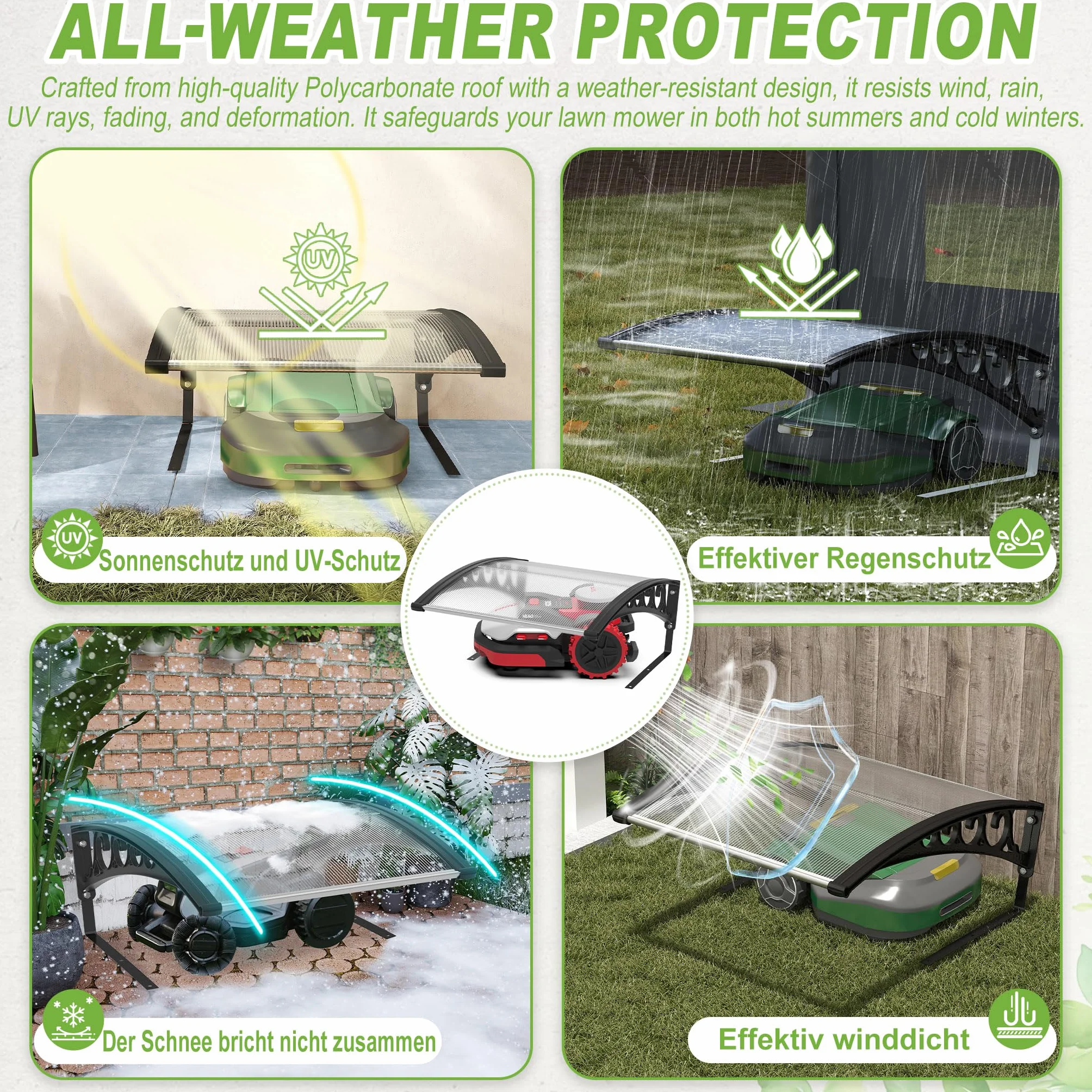 Froadp 103x81x45cm Garaż dla Robota Koszącego do Koszenia Trawy z Poliwęglanu Dach Garażowy na Kosiarkę Automatyczną Ochrona Przed Deszczem i Promieniowaniem UV Zadaszenie Kosiarki Automatycznej (Typ B)