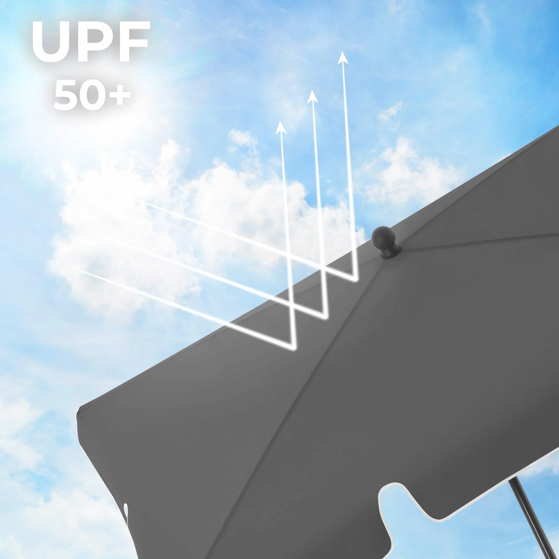 SONGMICS Parasol przeciwsłoneczny, prostokątny, 200 x 125 cm, ochrona przed promieniowaniem UV do UPF 50+, torba, z powłoką PA, do ogrodu, na taras, balkon, bez stojaka, szary GPU25GY