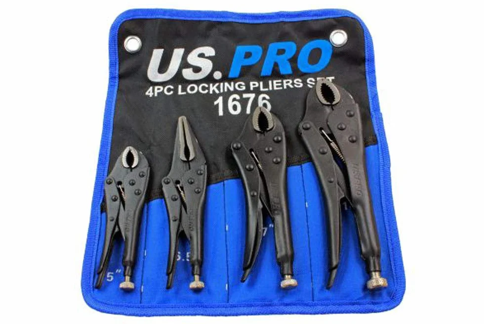 US PRO Zestaw szczypiec blokujących 4 szt. 12,7 cm 16,5 cm 17,8 cm 25,4 cm zacisk imadła kreta 1676