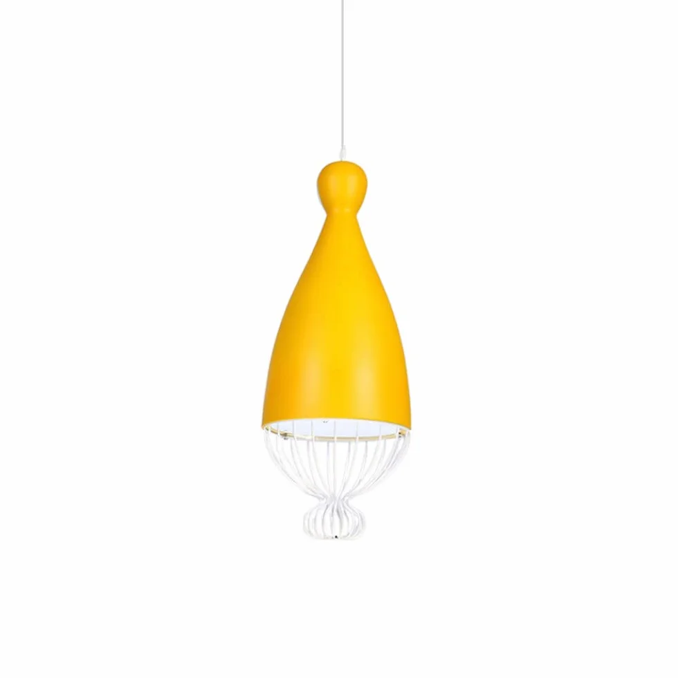 Lampa wisząca LED w stylu nordyckim, metalowa pojedyncza lampa sufitowa, oświetlenie wewnętrzne, bary restauracje, regulowana wysokość (30 cm, żółta