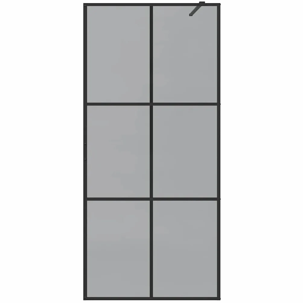 Ścianka prysznicowa Walk-in, czarna, 90 x 195 cm, hartowane szkło bezpieczne, ochrona przed pryskaniem, ścianka działowa, przezroczysta, nie zajmuje dużo miejsca, bez ramy, z regulowaną ramą