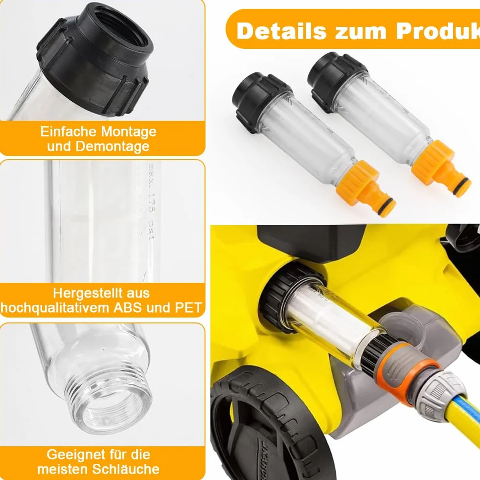 Zestaw filtrów do wody 3/4 cala z 4 wkładami i 5 adapterami do myjki wysokociśnieniowej