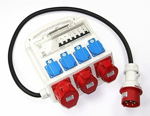 Rozdzielacz CEE 32 A 400 V, 4 x 230 V, 2 x 16 A, 1 x 32 A, zabezpieczenie FI