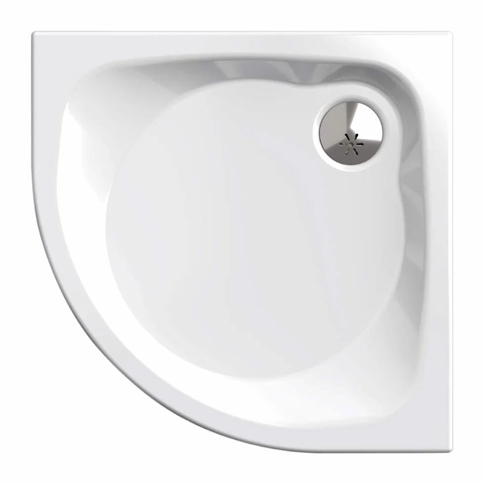 Brodzik prysznicowy / brodzik kompletny zestaw Nordona® SIMPLEX Plus | wymiary: 80 x 80 cm, ćwierć koła R55 | łącznie z 4 nóżkami i zestawem odpływowym Tempoplex