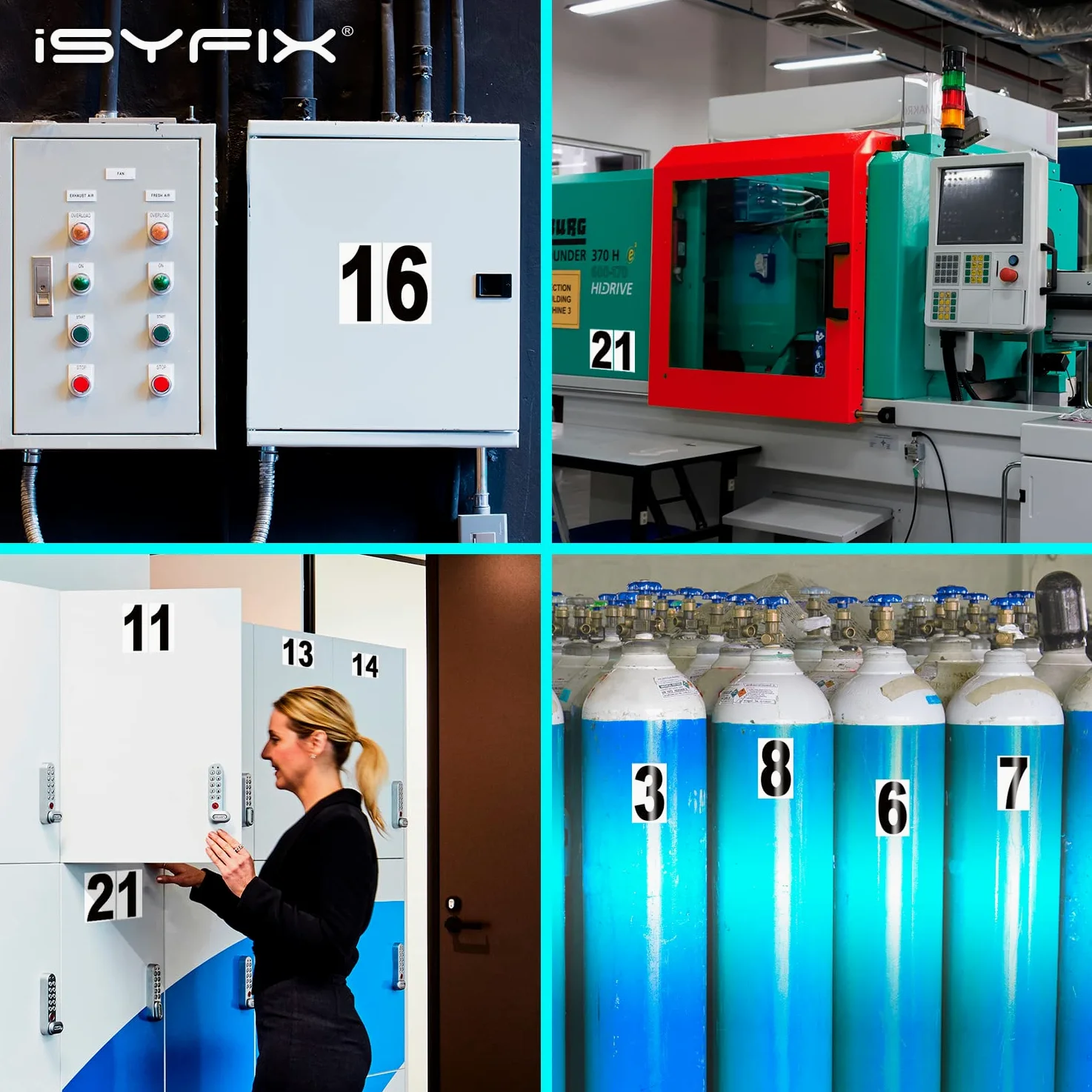 iSYFIX Czarne winylowe naklejki z cyframi - 15 cm samoprzylepne - 2 zestawy - kalkomania premium z białym tłem na skrzynkę pocztową, znaki, okna, drzwi, samochody, ciężarówki, dom, firmę, adres
