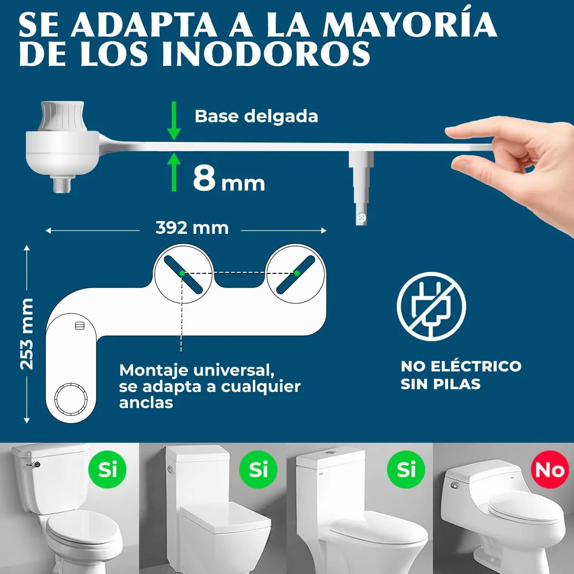 Bidet do toalety toaletowej, nowy design, zimna woda, nieelektryczna (biała)