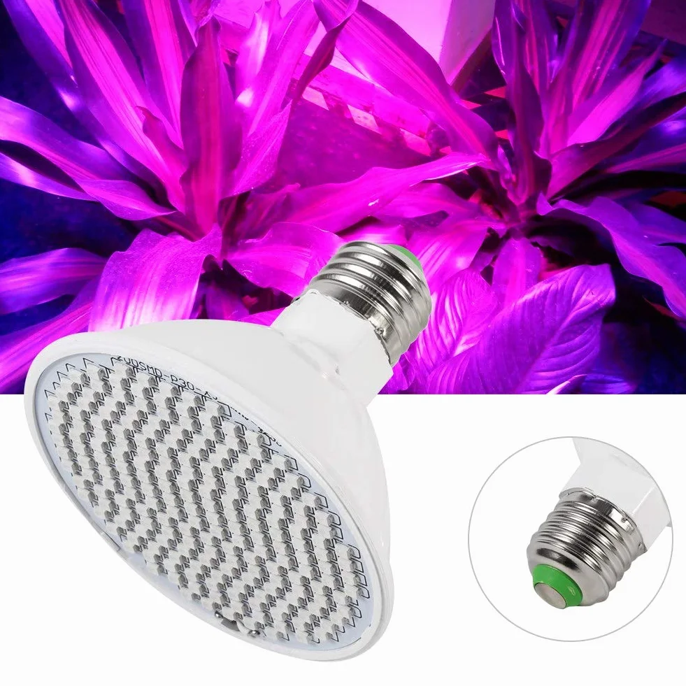 24w 200-led oświetlenie do uprawy roślin sztuczne światło słoneczne oświetlenie do uprawy pełne spektrum lampa led do roślin żarówka e27 hydroponiczne kwiatowe lampy do uprawy warzyw 85 ~ 265v dla małych pojemników do uprawy namiot do uprawy diy hydropo