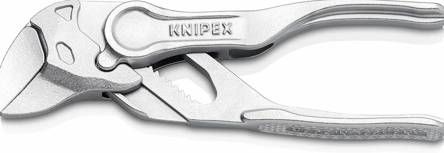 KNIPEX Szczypce-klucz XS szczypce i klucz w jednym narzędziu w blister chromowany wytłaczana, chropowata powierzchnia 100 mm, 86 04 100 BK