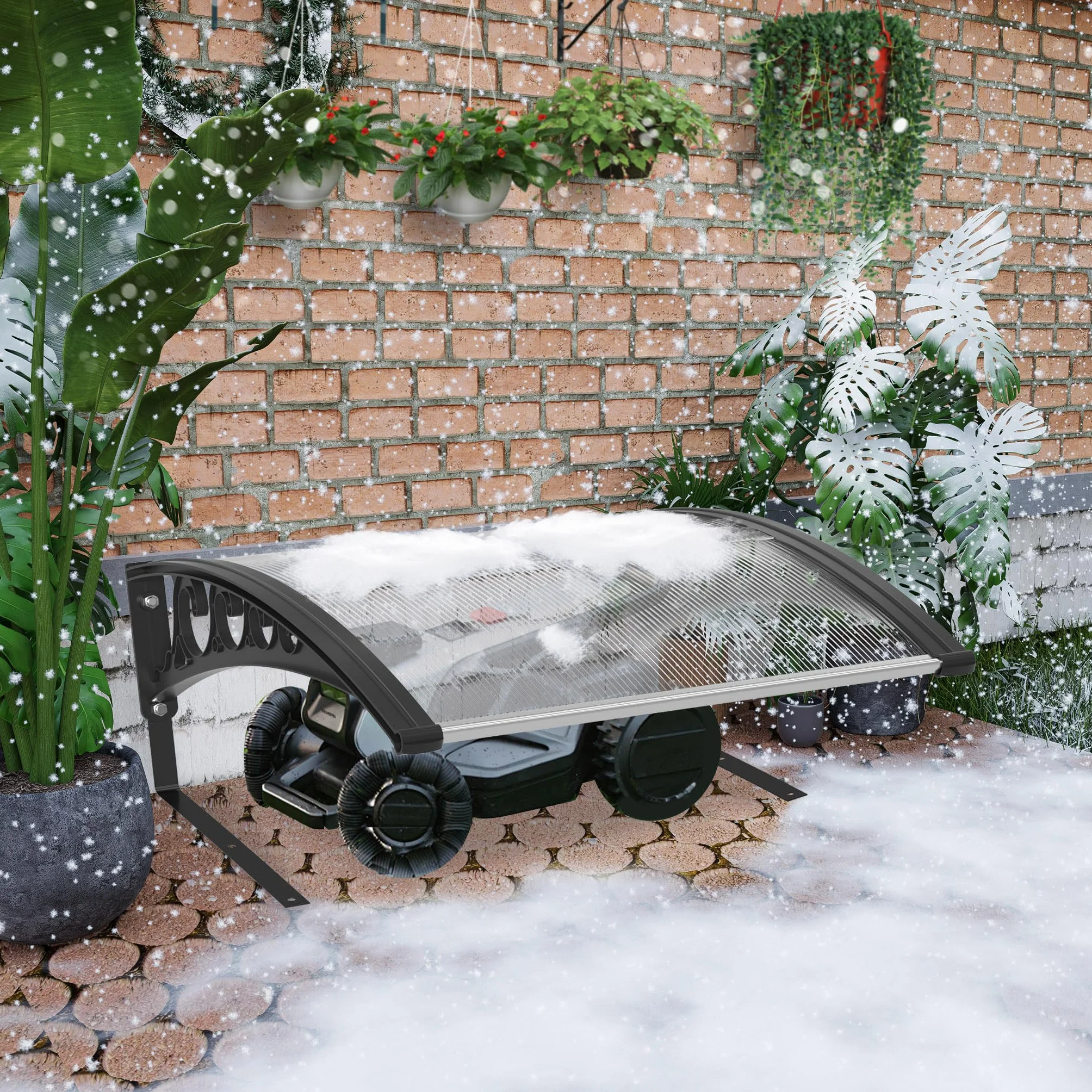 Froadp 103x81x45cm Garaż dla Robota Koszącego do Koszenia Trawy z Poliwęglanu Dach Garażowy na Kosiarkę Automatyczną Ochrona Przed Deszczem i Promieniowaniem UV Zadaszenie Kosiarki Automatycznej (Typ B)