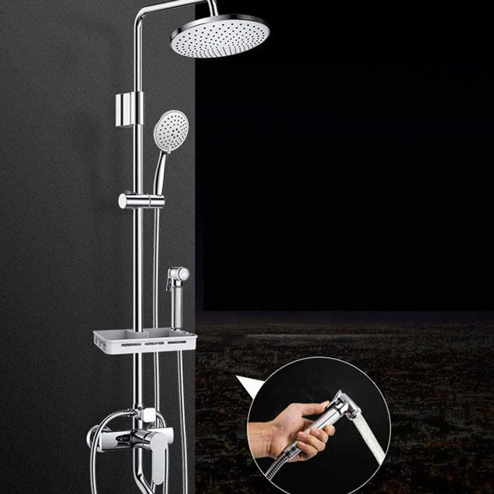 Baterie prysznicowe, bateria do wanny prysznic kran do łazienki bateria wannowa ścienny deszczownica zestaw prysznicowy Mixer Tap, Chrome