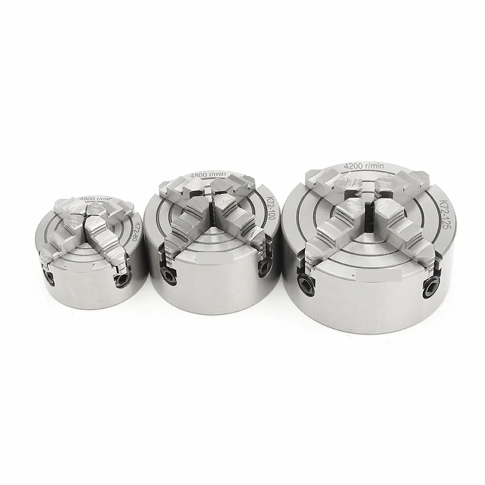 4-szczękowy uchwyt tokarski 80mm/100mm/125mm K72-80/K72-100/K72-125 niezależny 1 szt. klucz do uchwytu zabezpieczającego 3 szt. śruba mocująca do obróbki drewna(K72-100)