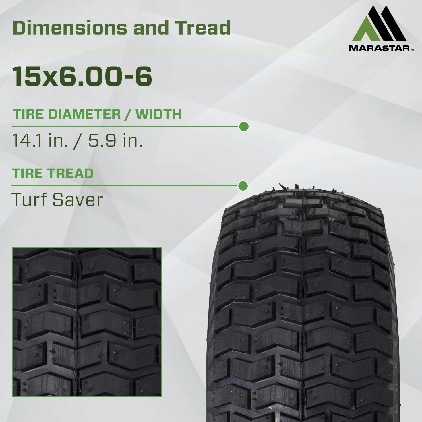 MARASTAR 21446-2PK 15 x 6,00-6 Zespół opon i koła do kosiarki Craftsman (2 sztuki)