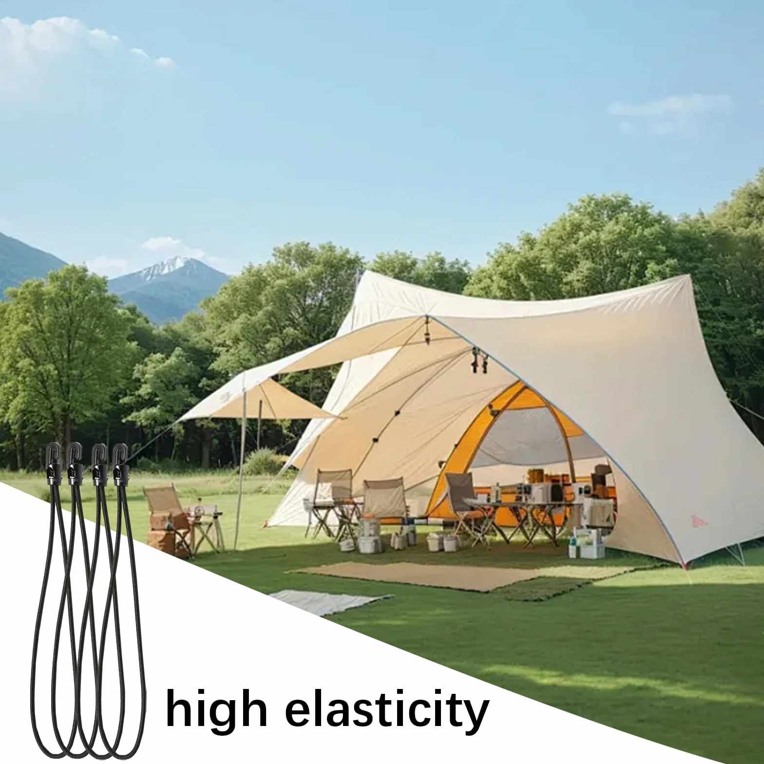 20 sztuk gumek napinających z hakami (czarne, 26 cm) – elastyczne napinacze do plandeki na kemping, do przykrycia basenu i plandeki na przyczepy, odporne na warunki atmosferyczne gumowe