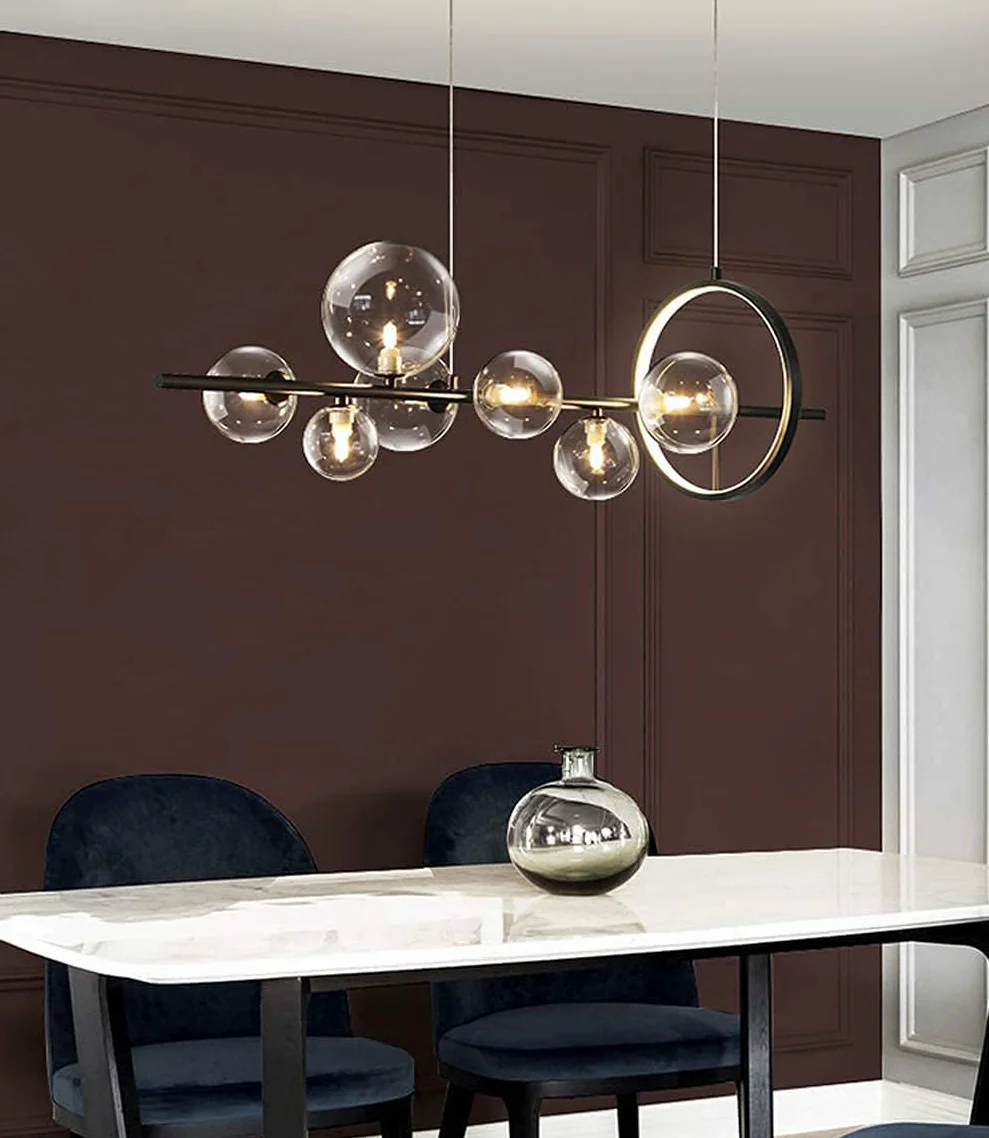 Kreatywna nowoczesna lampa kinkiet, G4, szklana kula lampa wisząca, żyrandol z regulacją wysokości, nordycka restauracja Bubble Ball Led żyrandol, 3000 K, 10 * G4 Interesting