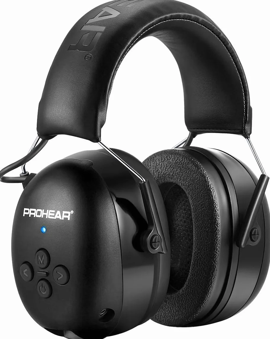 (Wersja uaktualniona) PROHEAR 037 Zestaw słuchawkowy Bluetooth 5.0 do ochrony słuchu z wbudowanym mikrofonem i funkcją redukcji szumów, odpowiedni do pracy i rozrywki, SNR 30dB-czarny