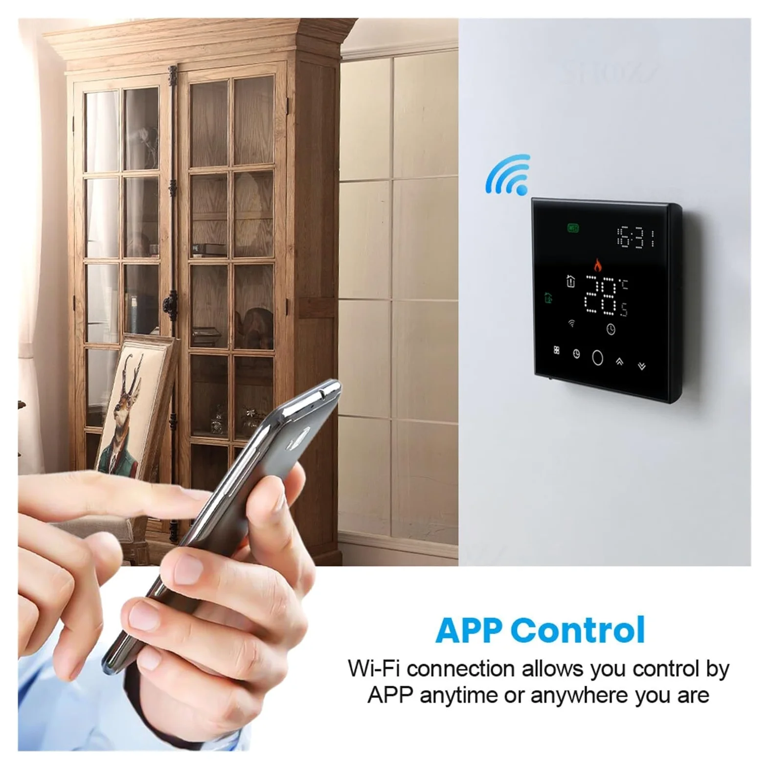 Termostat WiFi Inteligentny dotyk Ciepła podłoga Regulator temperatury Elektryczne ogrzewanie podłogowe Kocioł gazowy APP Zdalne sterowanie Precyzja łatwość Konfiguracji(No wifi white GC)