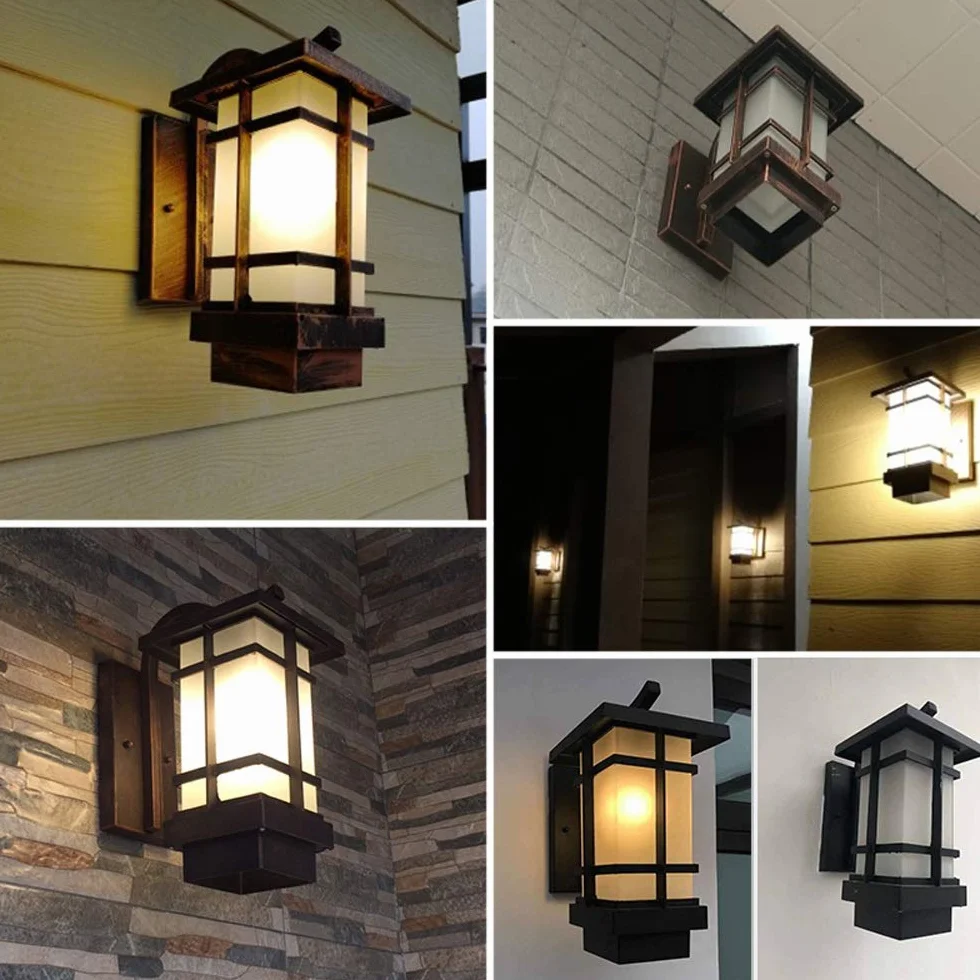 Kinkiet zewnętrzny Zewnętrzna wodoodporna rdza Ogród ogrodowy Balkon Willa Kinkiet Oświetlenie zewnętrzne Wodoodporny aluminium Solar Retro Balkon Prosty kinkiet dachowy Trwały (Kolor: piaskowy bla