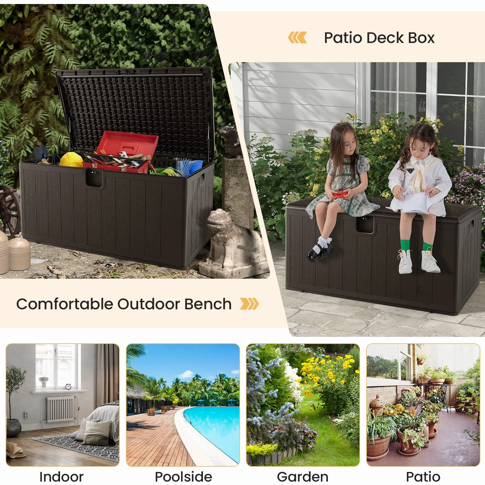 GIANTEX Skrzynia ogrodowa XXL 492 l 127 x 73 x 64 cm wodoszczelna zamykana