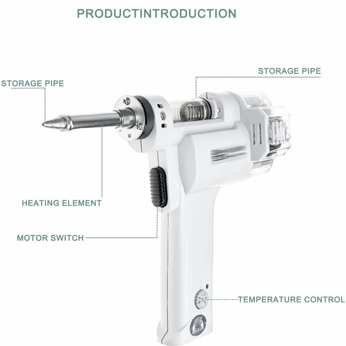 Elektrowniczy odkurzacz do lutowania, automatyczne urządzenie do odsysania cyny 100W, pistolet do odsysania lutowia z regulacją temperatury 380 ℃-480 ℃