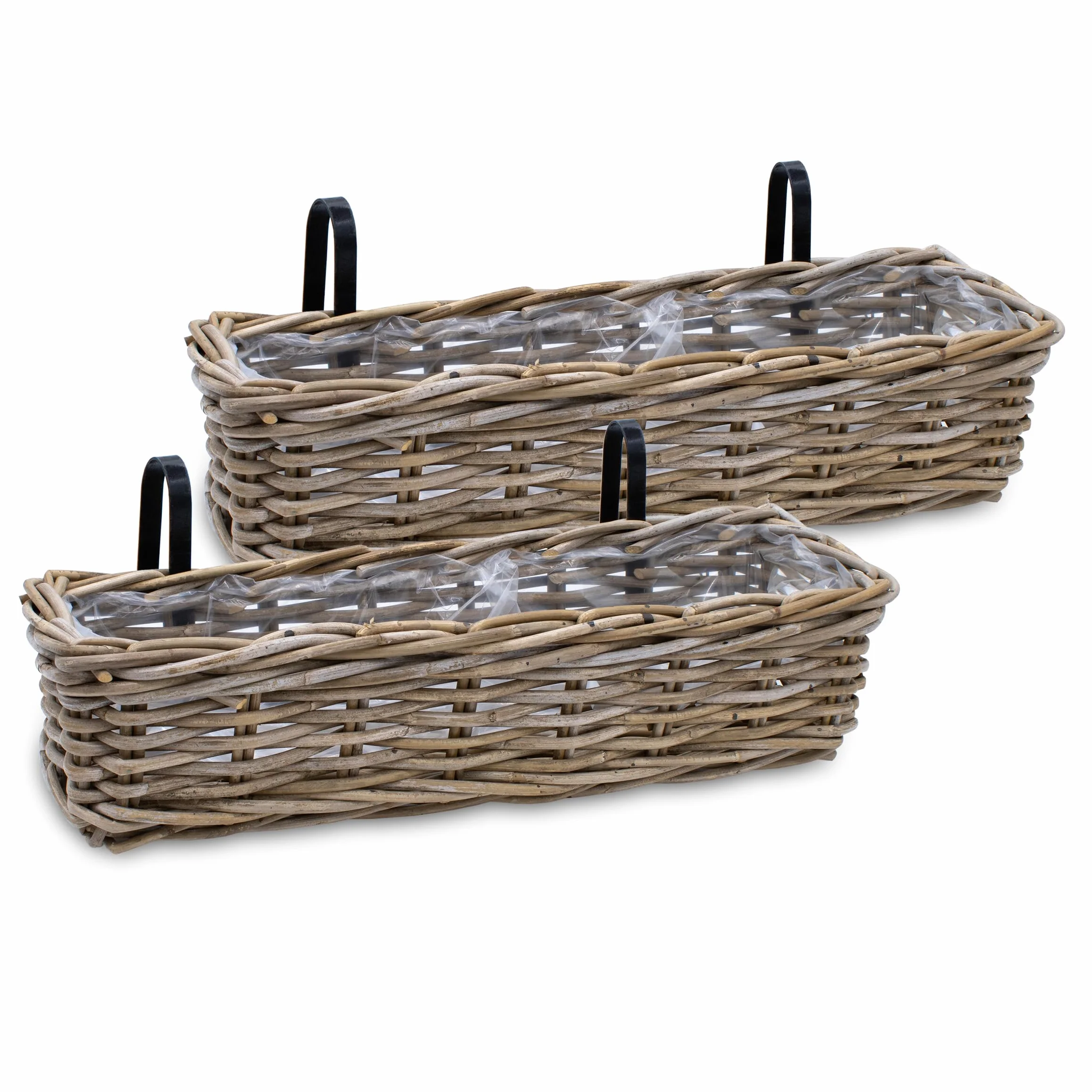 Rattanowa skrzynka balkonowa 60x20 cm zestaw 2 sztuk naturalna wiklinowa