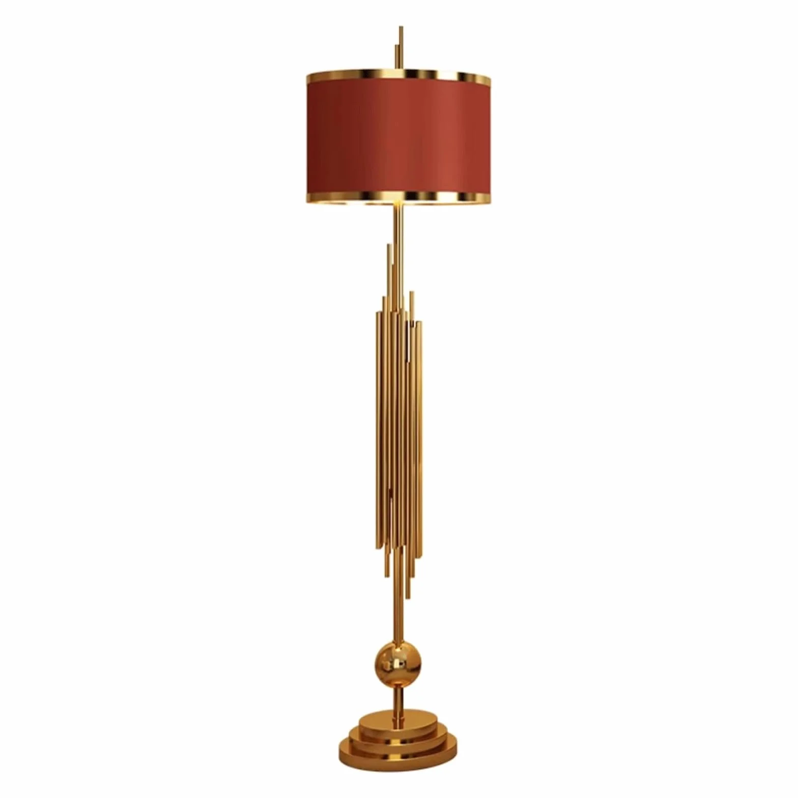 Stylowa lampa stojąca, metalowa lampa stojąca, 3 kolory, ściemniana lampa podłogowa do czytania, pionowe lampy podłogowe, abażur z tkaniny (czerwona)