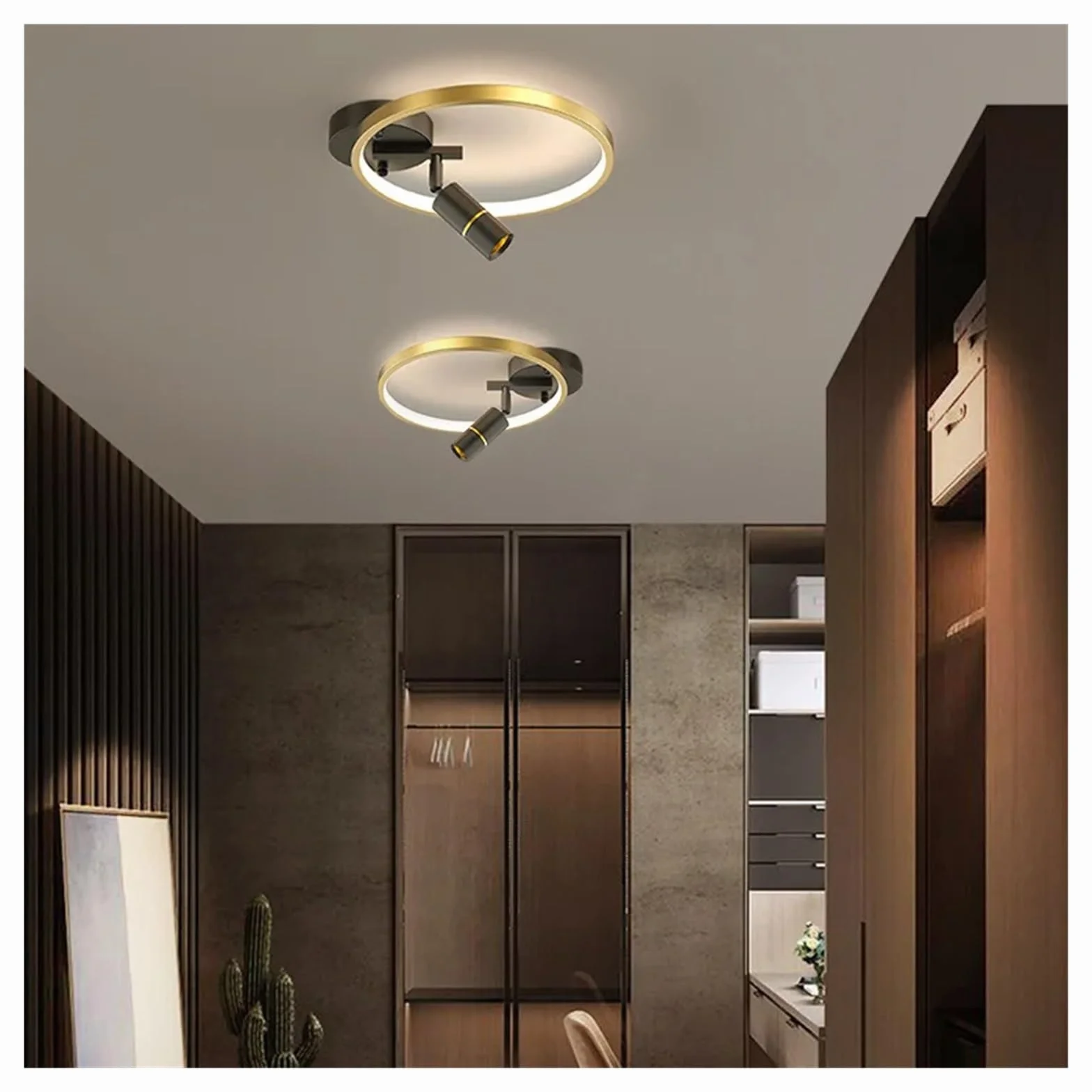Nowoczesna lampa sufitowa LED do sypialni, jadalni, salonu, lampa wisząca do korytarza, restauracji, oświetlenie do gabinetu, domu dekoracyjnego, 50 cm, złota