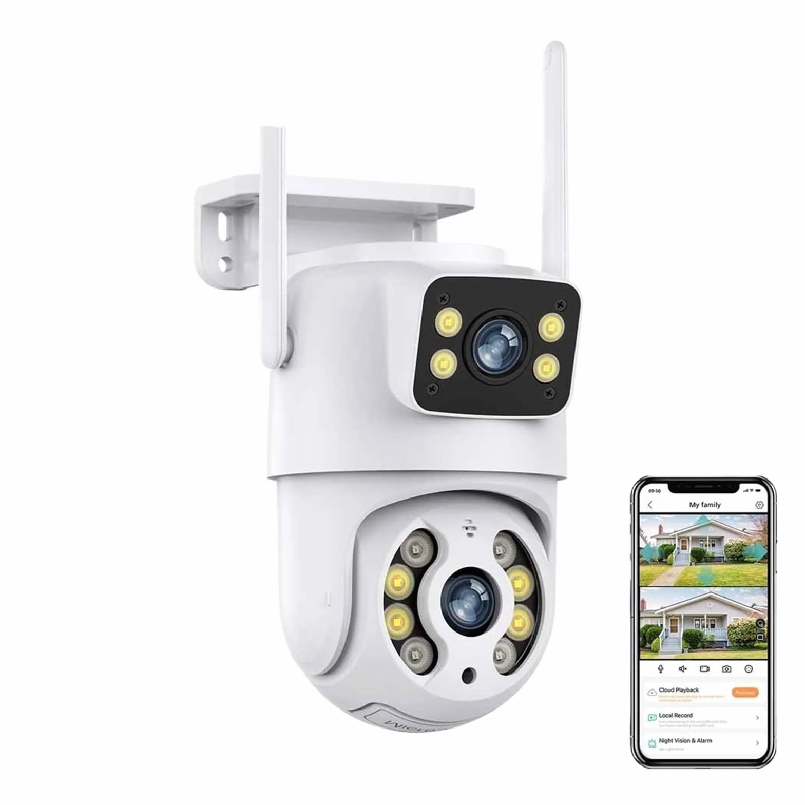 Kamera IP WiFi 6MP z podwójnym obiektywem, zewnętrzna, bezprzewodowa, do monitoringu domu, wykrywaniem osób, ekranem,Spokój ducha zawsze(ADD 128G)
