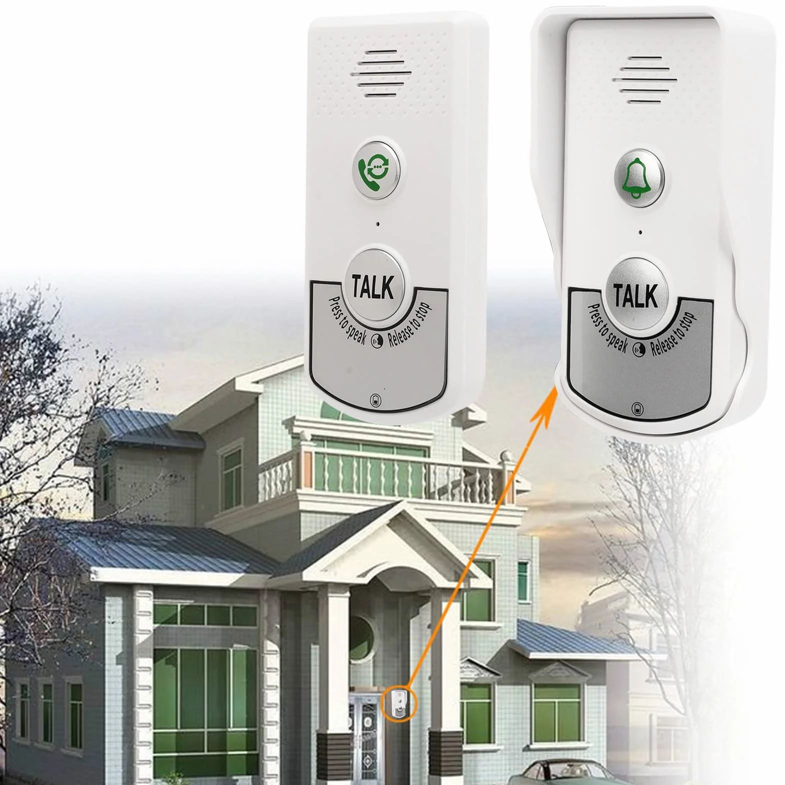 Bezprzewodowe Dzwonki Domofonowe, Zasięg 3280 Stóp Wodoodporny Elektroniczny Dzwonek do Drzwi, 2000mAh Inteligentny Dzwonek Domofonu Bezprzewodowego do Domowego Interkomu