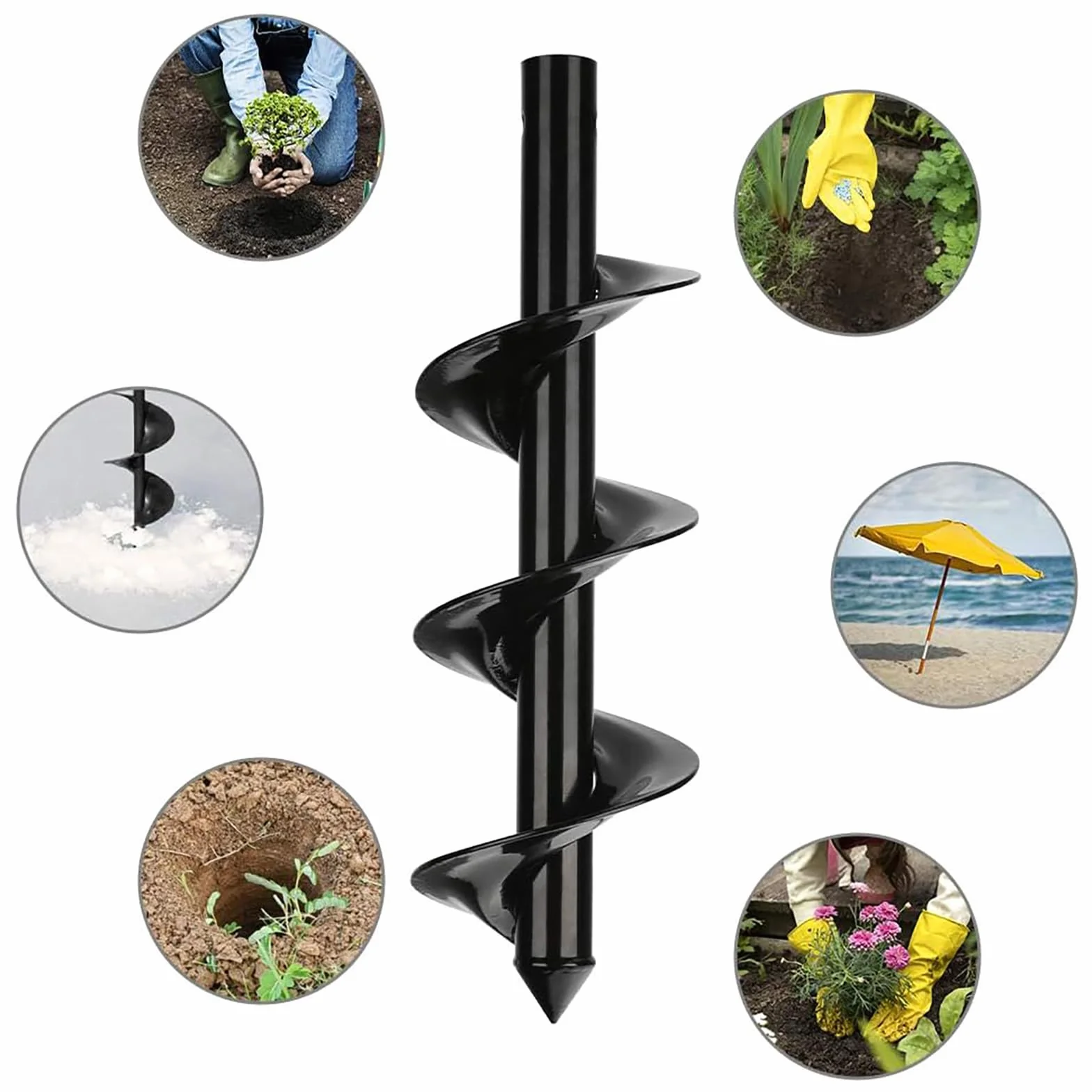 Wiertarka ręczna 60-85 cm regulowana, średnica 10 cm wiertło spiralne do ogrodu