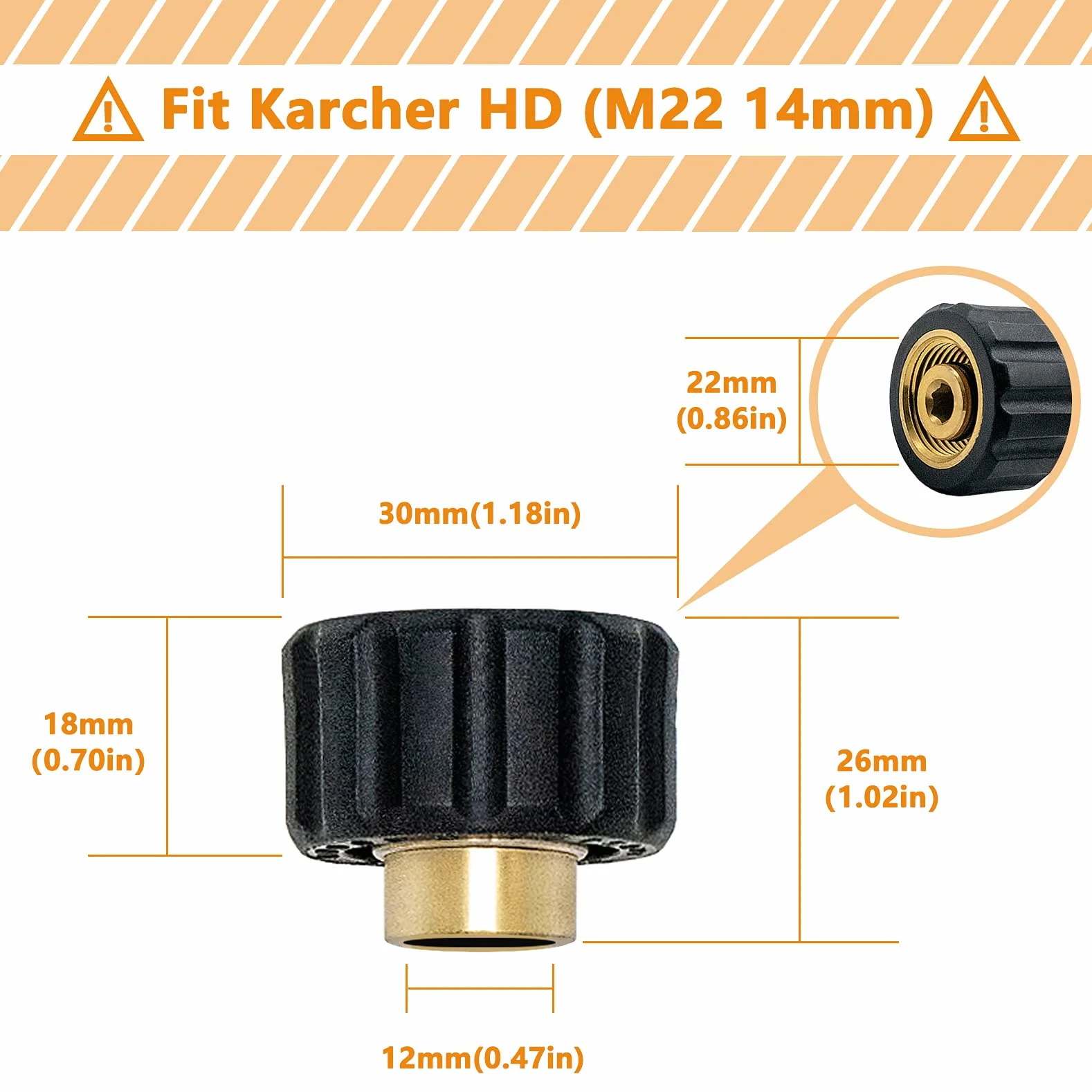 Fai Top Adapter do myjki wysokociśnieniowej, szybkozłącze 1/4", gwint wewnętrzny, adapter do lancy z pianki śnieżnej, złączki do pistoletu Karcher HD (M22 14 mm)