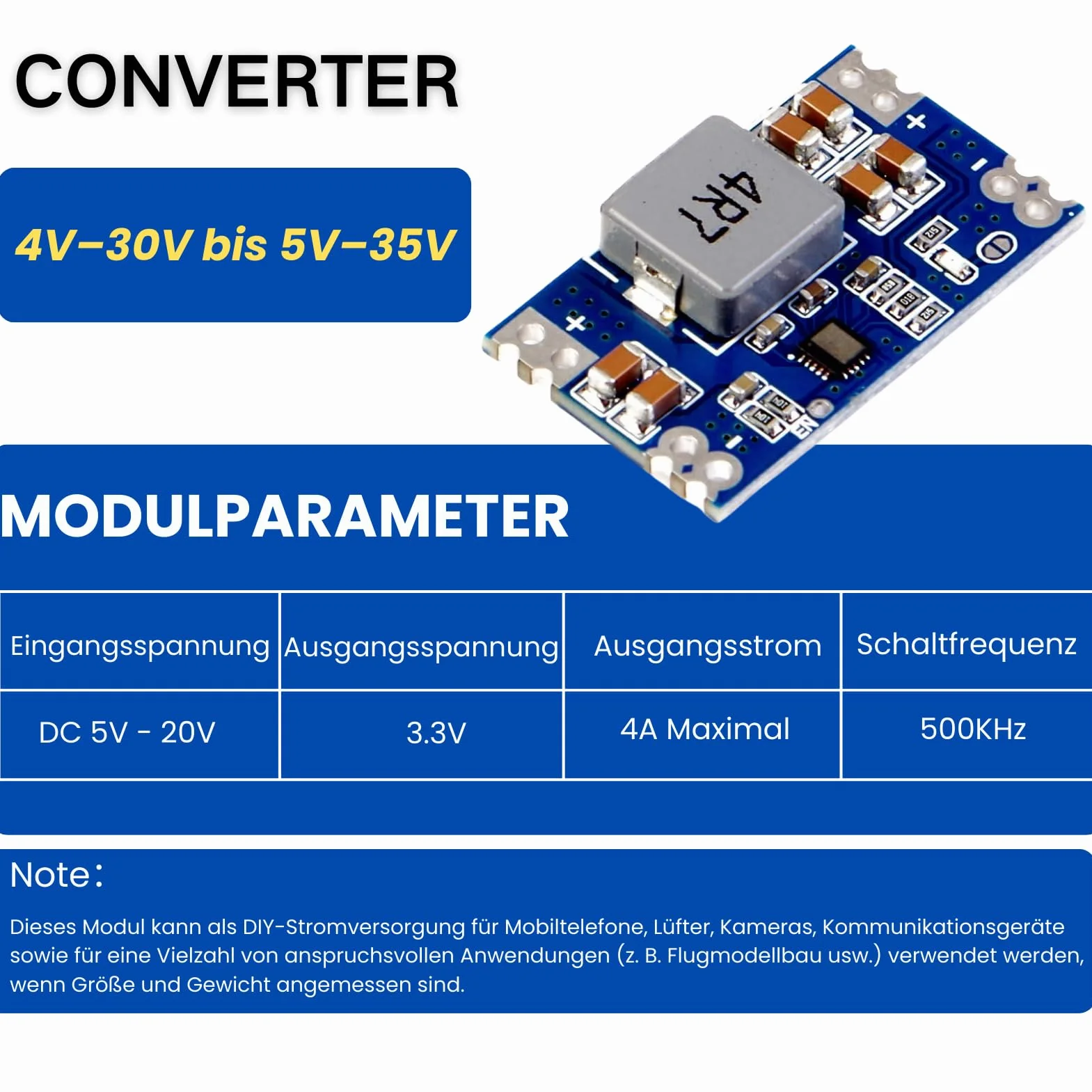 DC-DC Step Down Converter 5-20 V do 3,3 V Mini 560 przetwornica napięcia LAOMAO 3,3 V wyjście moduł zasilacza (opakowanie 6)