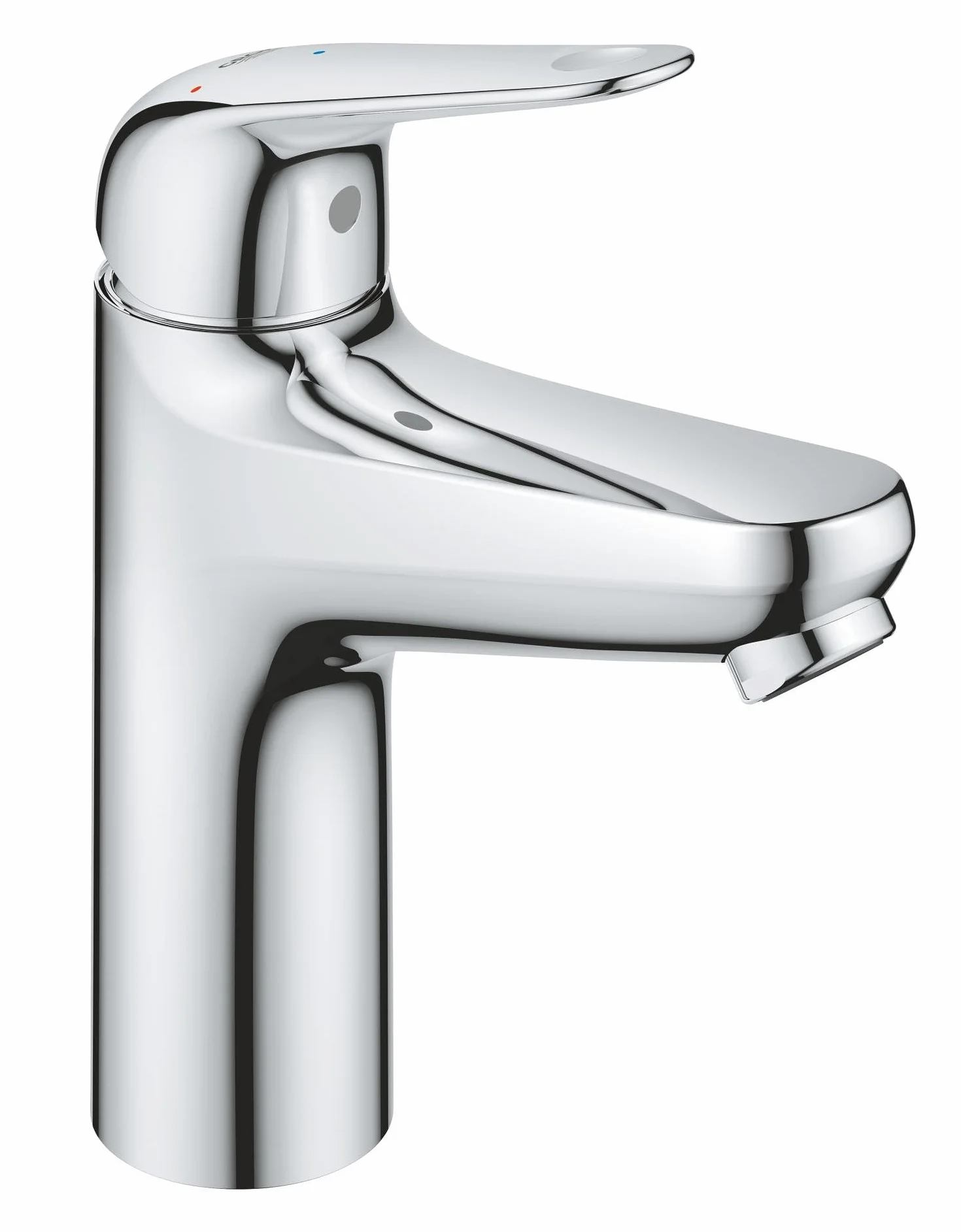 GROHE Swift, energooszczędna bateria umywalkowa, zimna woda w pozycji środkowej (kran do umywalki, wysokość 18 cm, z odpływem pop-up, z narzędziem 3 w 1, łatwa instalacja), chrom, 24329001
