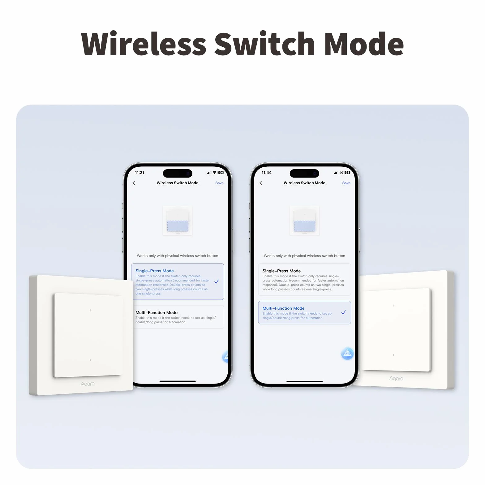 Aqara Włącznika światła H2 EU (2-w-1 Neutralny, 4 Przycisków 2 Kanały), Protokół Thread/Zigbee, Inteligentny Włącznik Ścienny, Wspiera Apple Home, Alexa, Google Home i Home Assistant, Matter