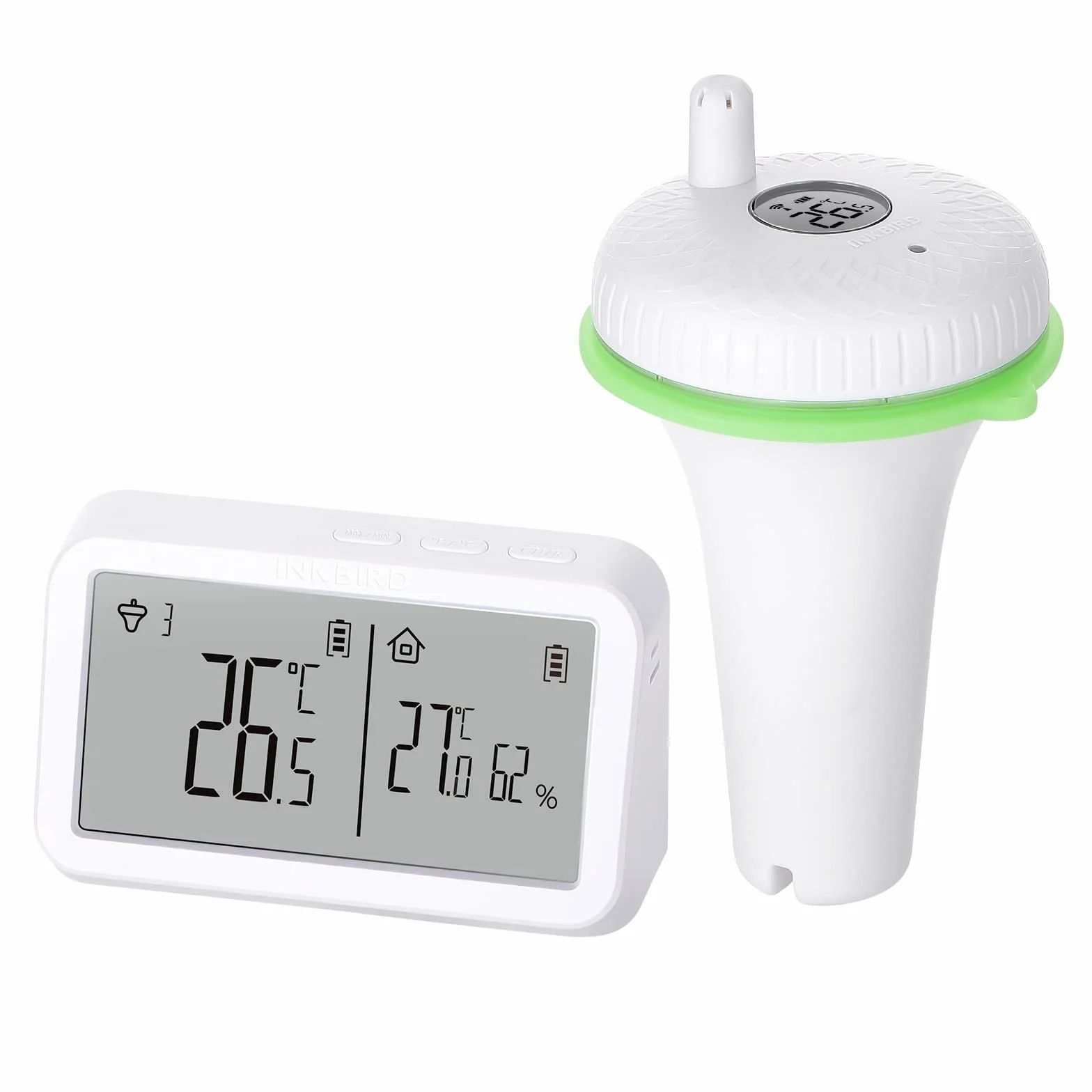INKBIRD IBS-P02R Bezprzewodowy termometr do basenu z monitorem temperatury i wilgotności, duży ekran