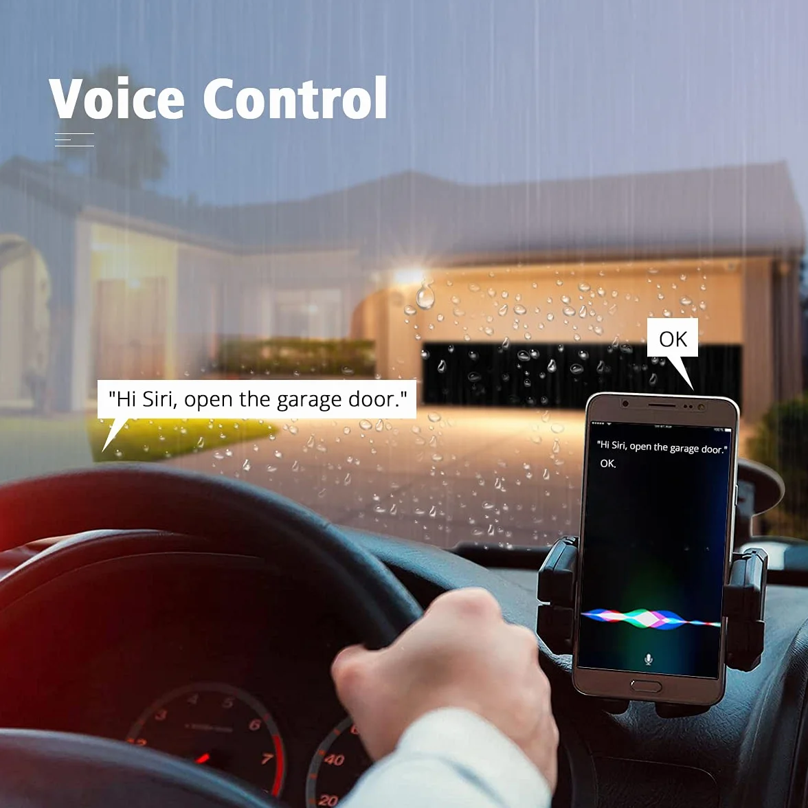Inteligentny otwieracz do drzwi garażowych WiFi, kontroler Apple Homekit Siri, sterowanie głosem, przypomnienie SMS, zdalne udostępnianie (adapter UK)