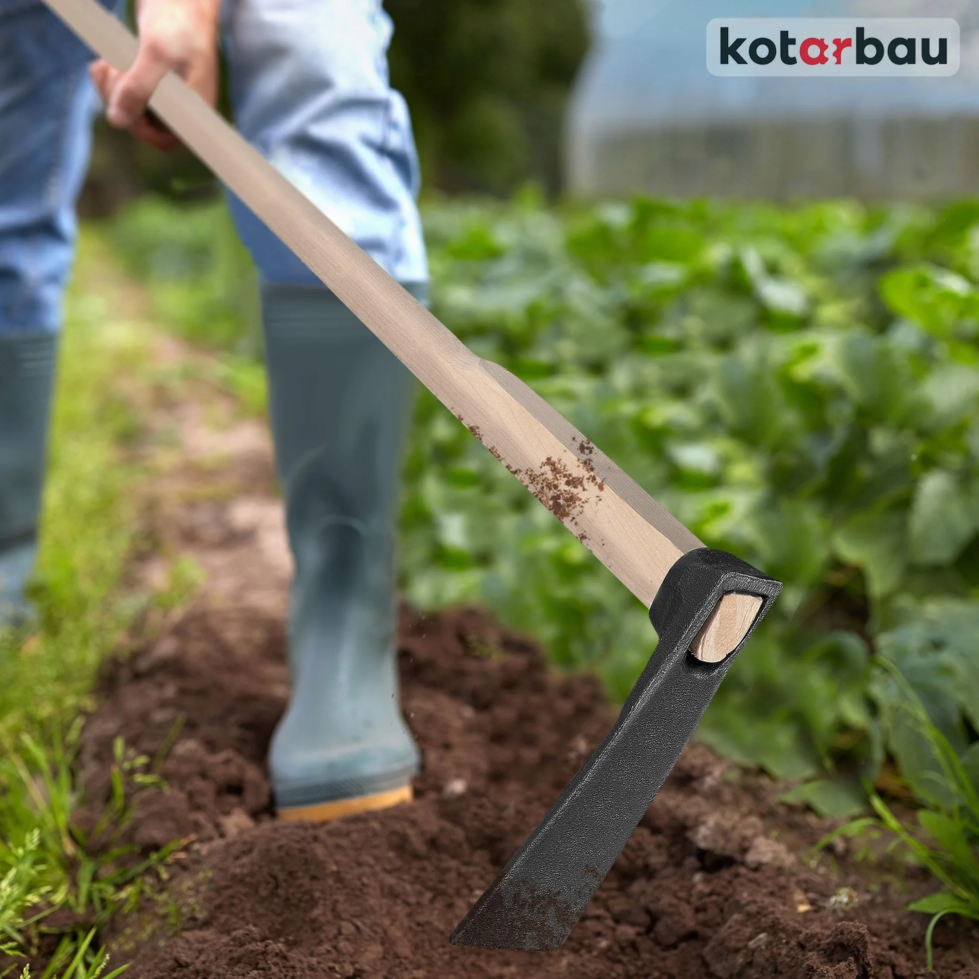 KOTARBAU® Motyka ogrodowa 23 cm z trzonkiem 120 cm drewniana do chwastów