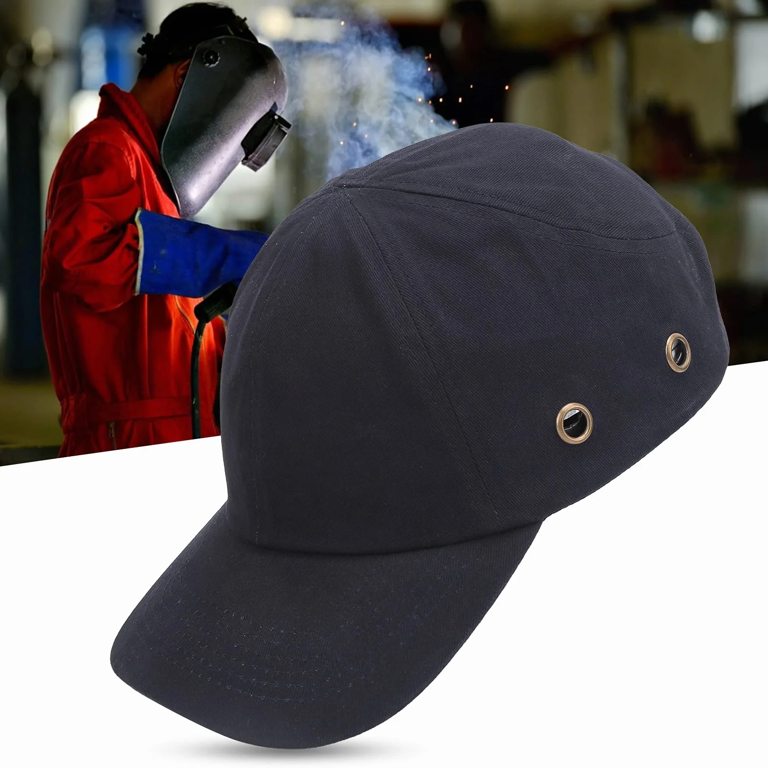 Czapka z Daszkiem, Ochronna Hard Hat Amortyzująca Konstrukcja Wewnętrznego Kasku (Czarny)