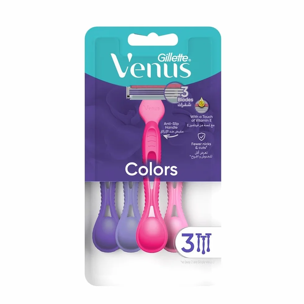 Gillette Venus 3 podstawowe jednorazowe golarki damskie, 3 damskie golarki z wygodnymi ostrzami