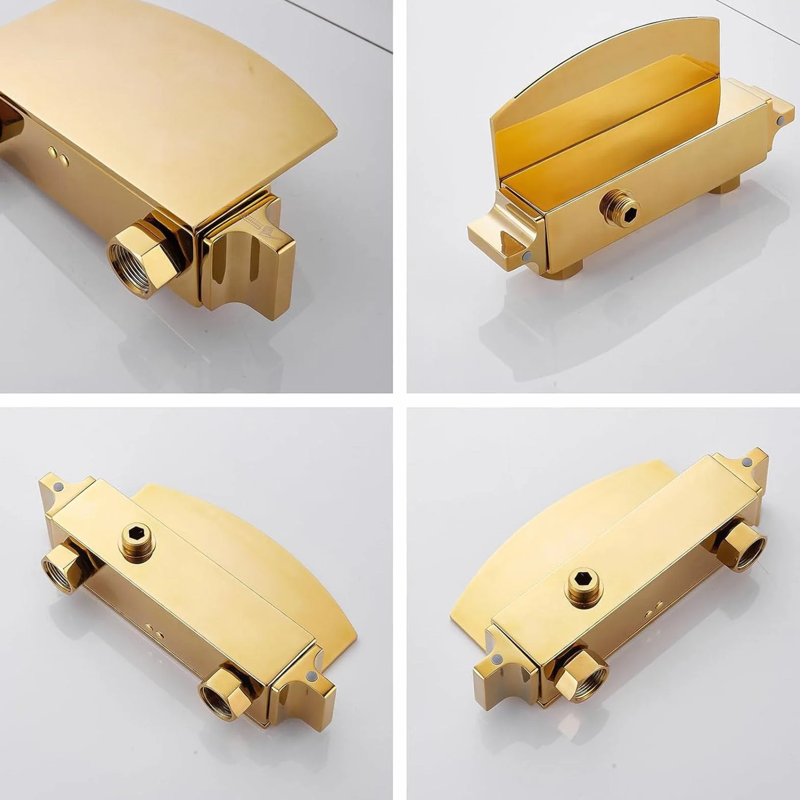Bateria wannowa z główką prysznicową, bateria wannowa z wodospadem, bateria wannowa, bateria wannowa ścienna, nowoczesny zestaw baterii do wanny łazienkowej,Gold