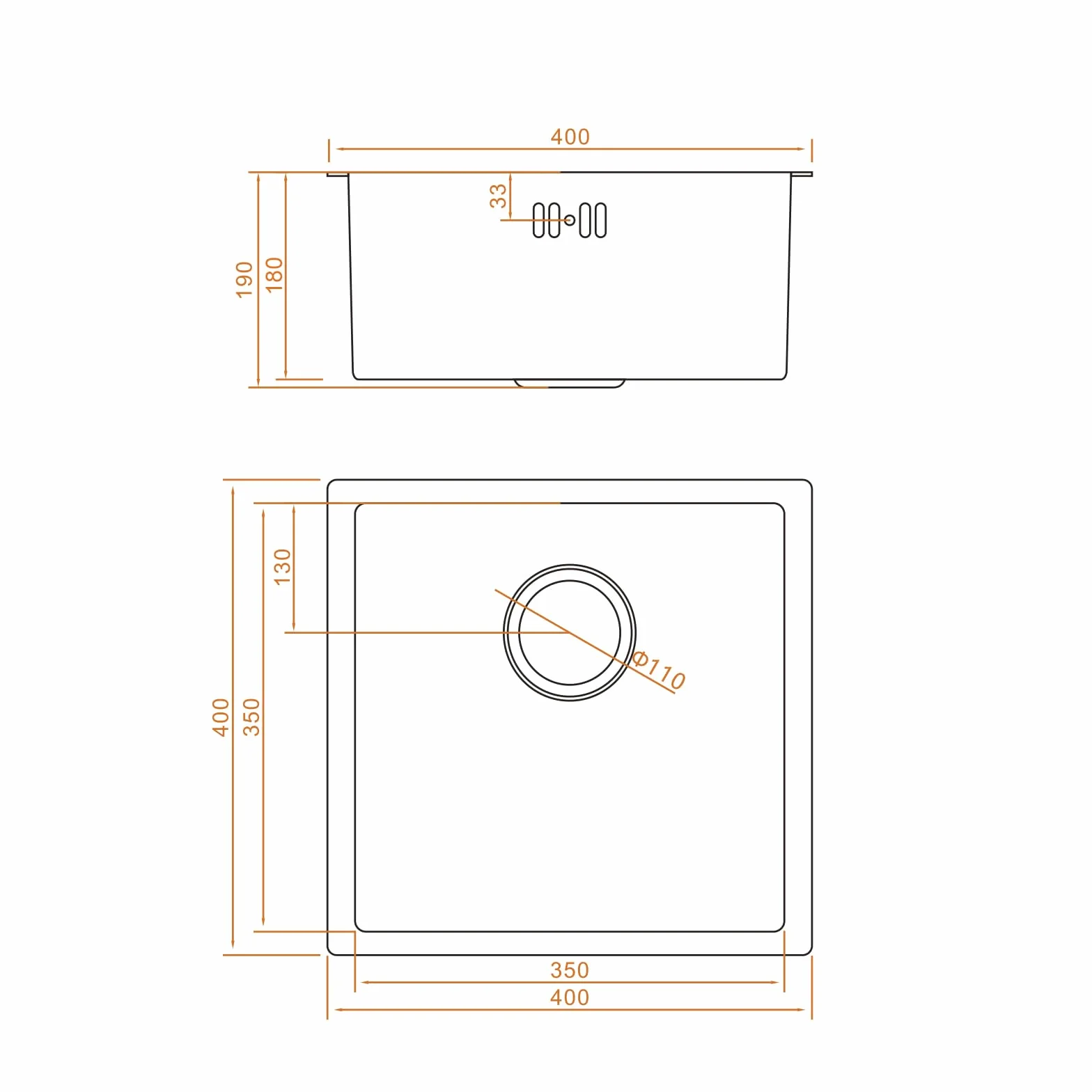 Ibergrif M84040 zlewozmywak kuchenny 40 x 40 cm, zlewozmywak pod blatem lub blatem z filtrem spustowym, stal nierdzewna