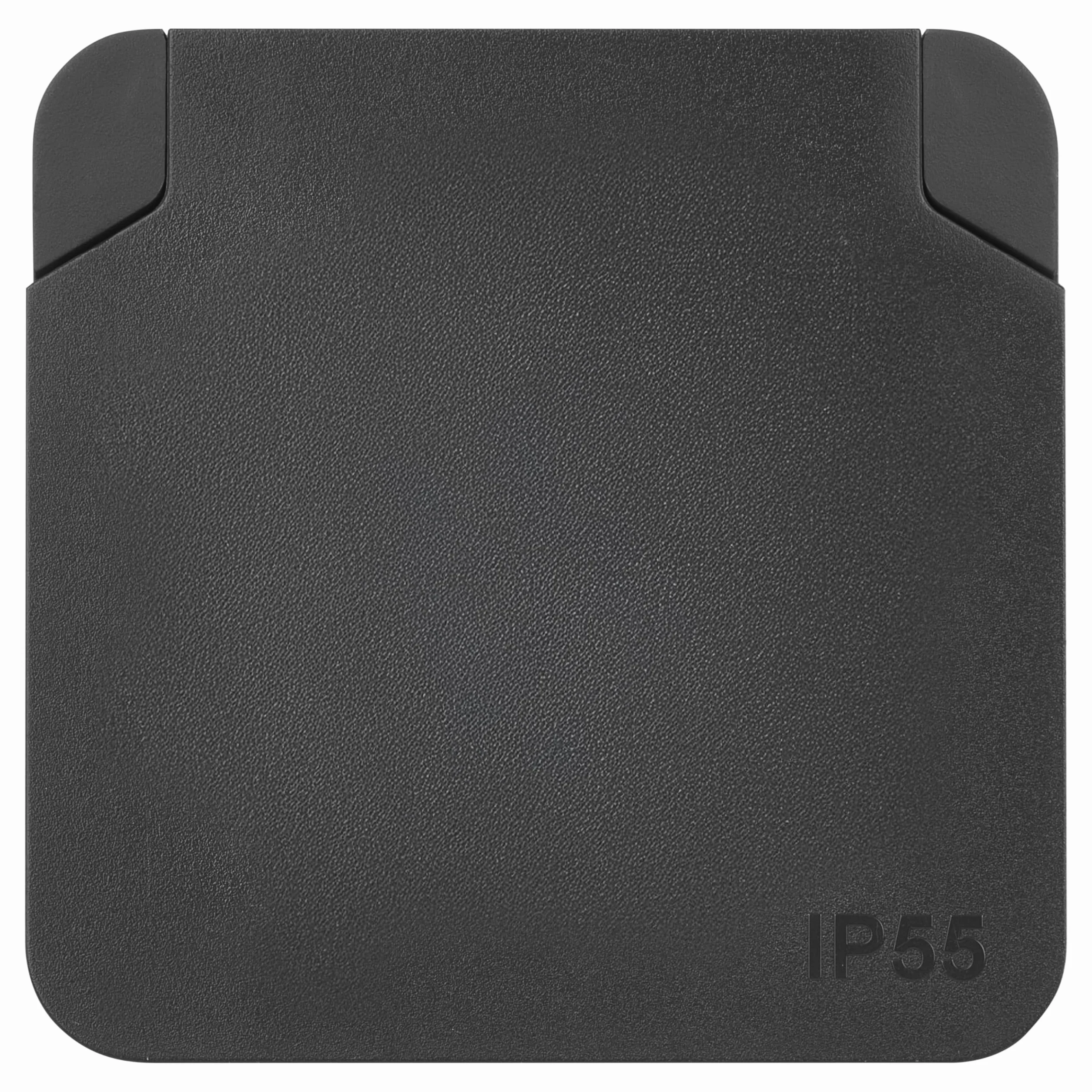 EMOS Cyklone - Gniazdo zewnętrzne z pokrywą na zawiasach/gniazdo ścienne, standard french - IP55 - wewnątrz/na zewnątrz/miejsca wilgotne - natynkowe, montaż ścienna - szare/antracytowe