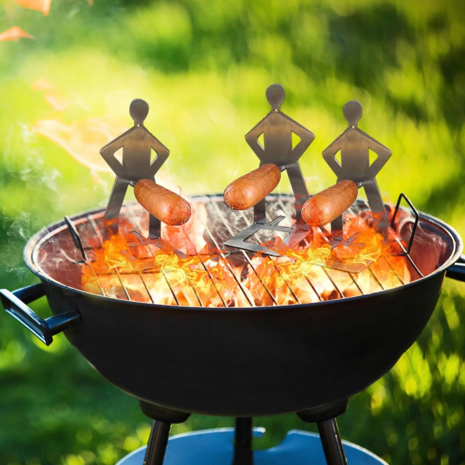 Zabawny stojak na kiełbasę z hot dogami przenośny stojak na grilla stojak na grilla ze stali nierdzewnej stojak na przybory do grillowania