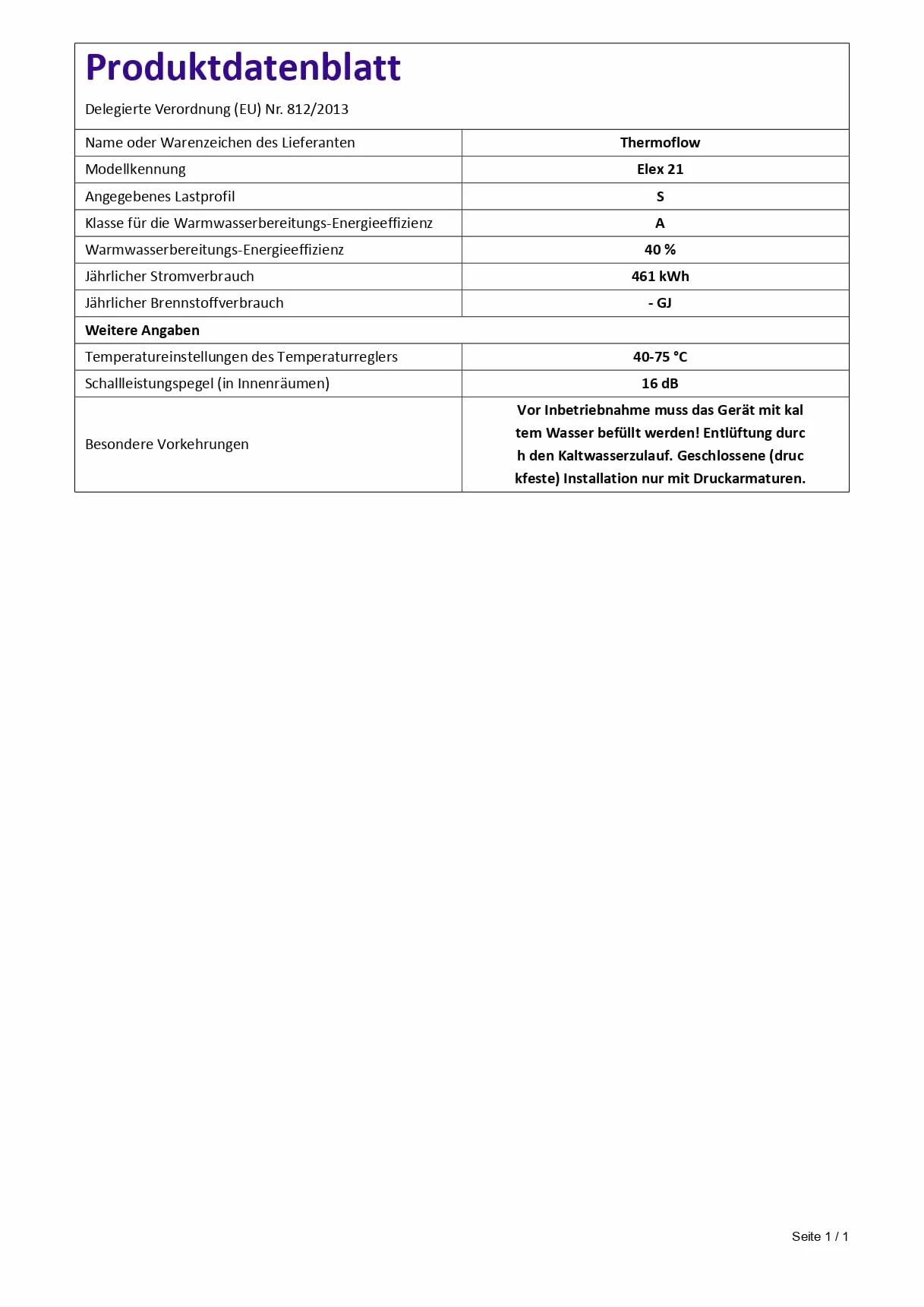 Thermoflow Elex 21 przepływowy podgrzewacz wody 21 kW 400 V 55 °C G 1/2" 11,8 l/min