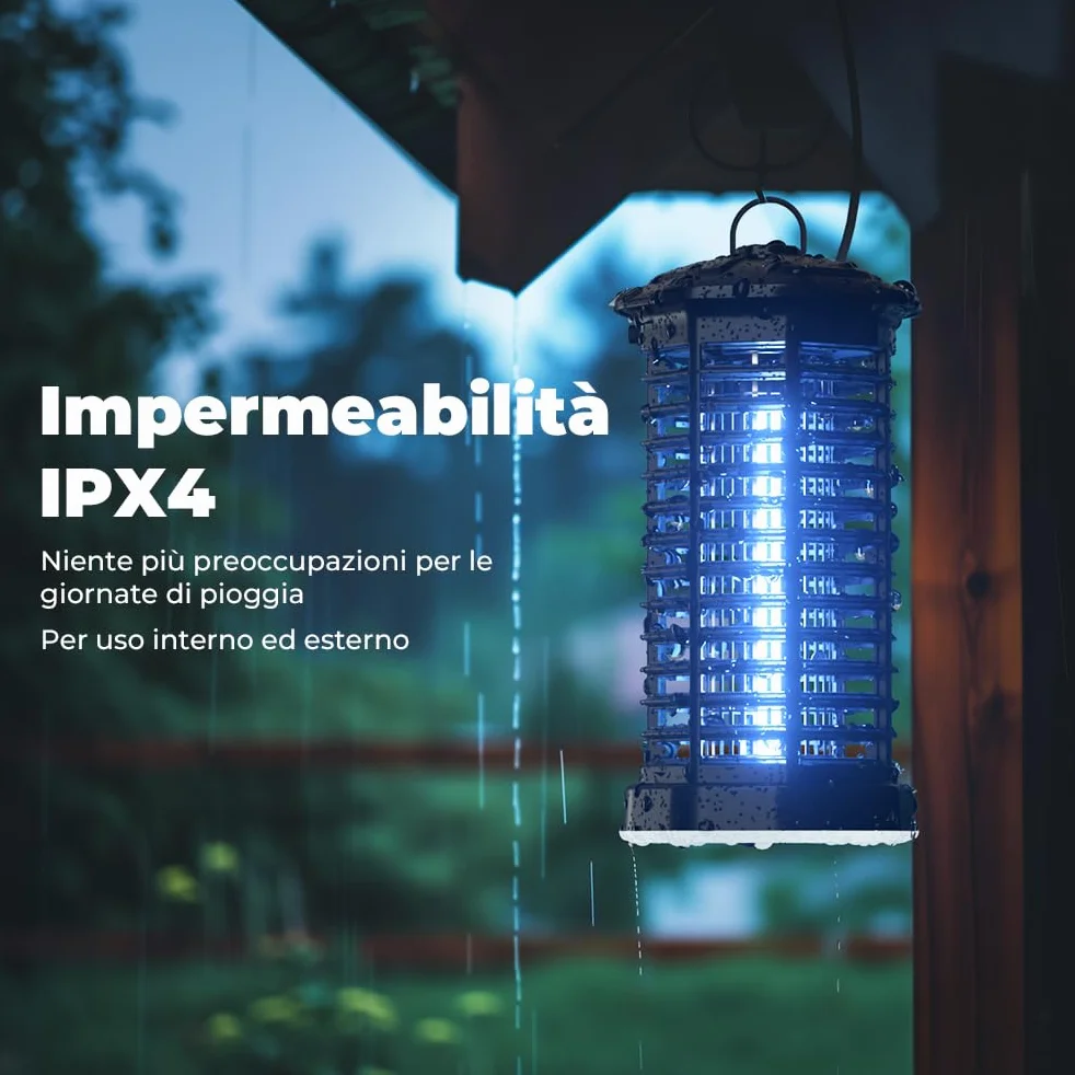 YISSVIC Elektryczna lampa przeciw komarom 4200 V UV wodoodporna elektryczna moskitiera IPX4, ochrona przed komarami do ogrodu, wewnątrz i na zewnątrz ze szczotką do czyszczenia