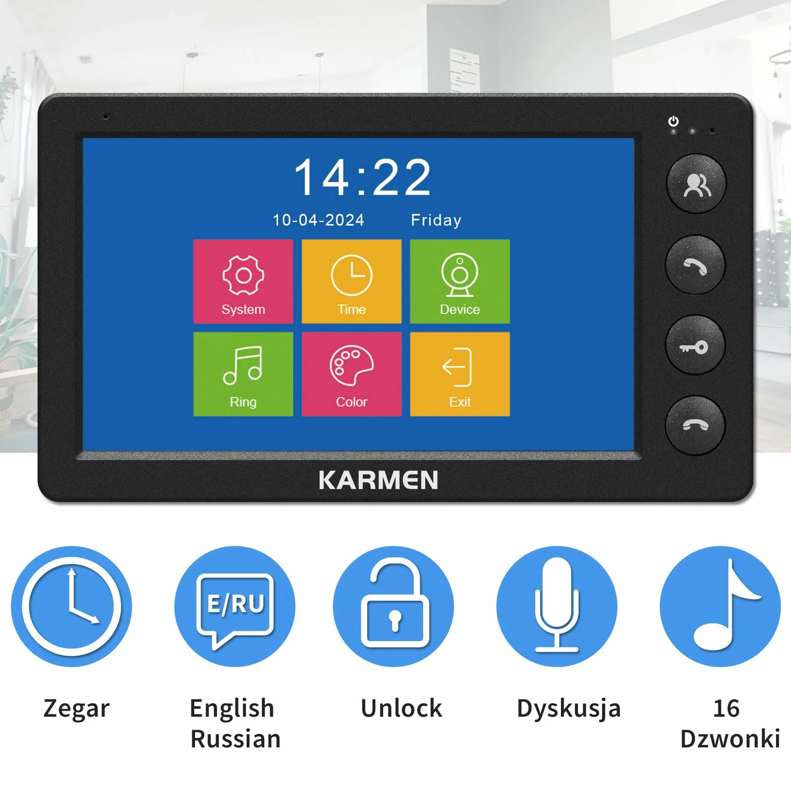 Karmen Przewodowy telefon drzwi wideo, domofon do drzwi, wodoodporny zewnętrzny, noktowizor na podczerwień, rozmowa z gościem, obsługuje AC 100 V-240 V